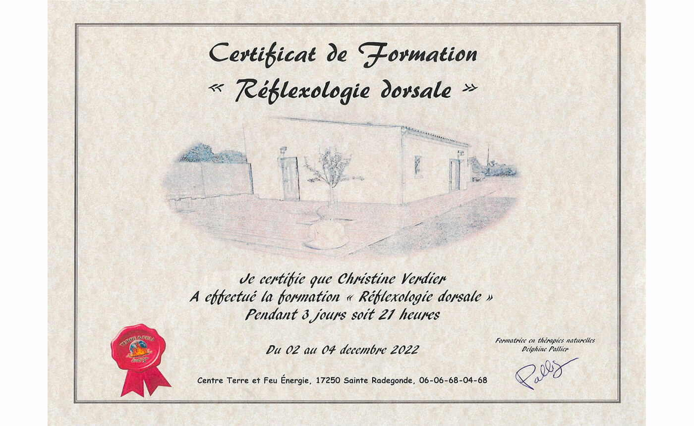 Diplôme certifié de réflexologie dorsale et cervicale - Soulagement des tensions et bien-être